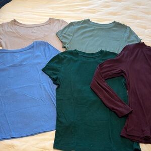 Lot A New Day ribbed tops short long sleeve Women's Assorted Color Tops Set